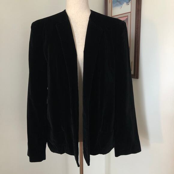 VTG 90s Cassandra Black Velvet Blazer Made in Japan Size 40 Medium Quiet Luxury - Picture 2 of 12